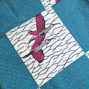 Afrikanischer Wax Print Stoff Baumwolle PINK BIRD